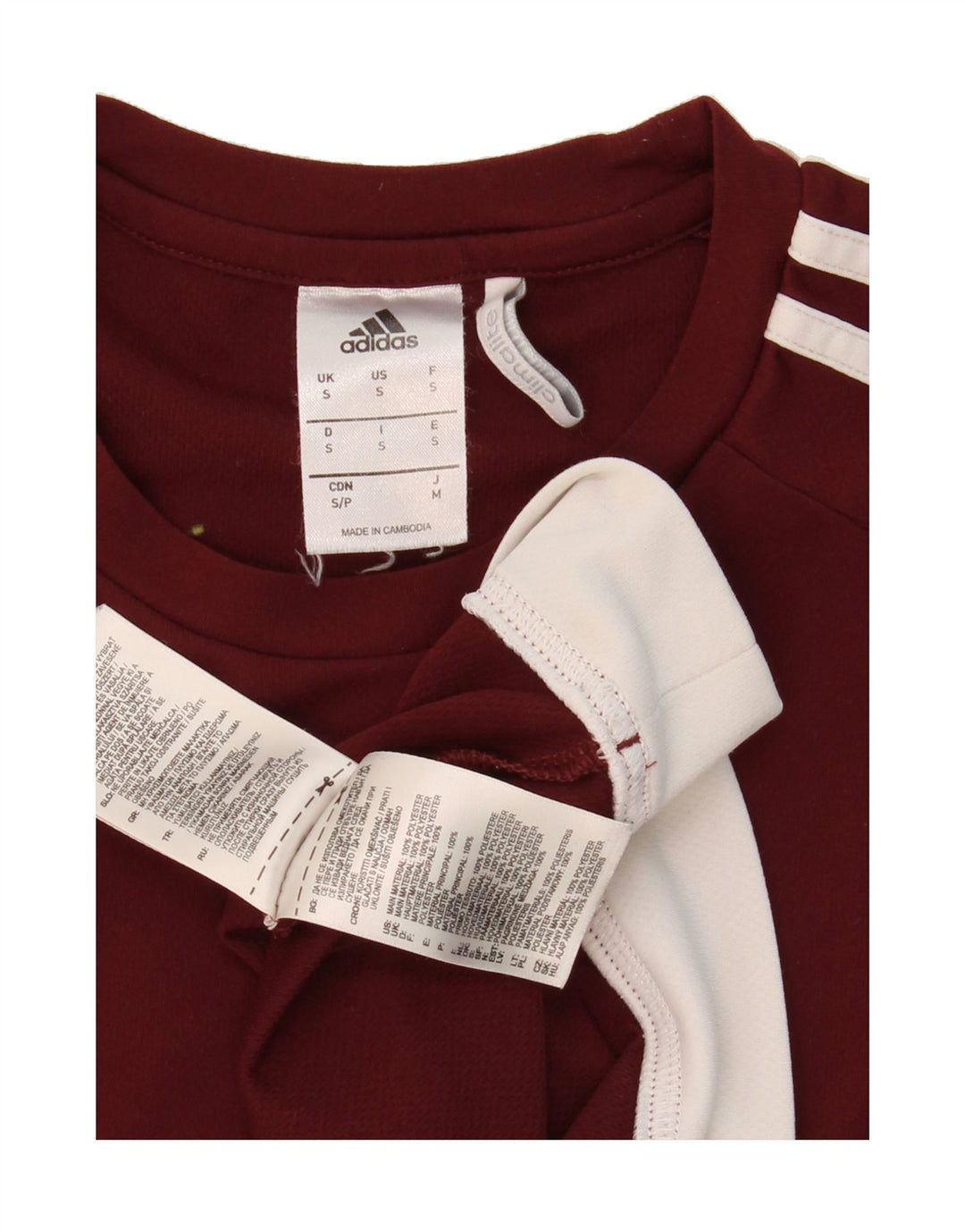 ADIDAS Mens Climalite T-Shirt Top Small Burgundy Colourblock Polyester Vintage Adidas and Second-Hand Adidas from Messina Hembry 