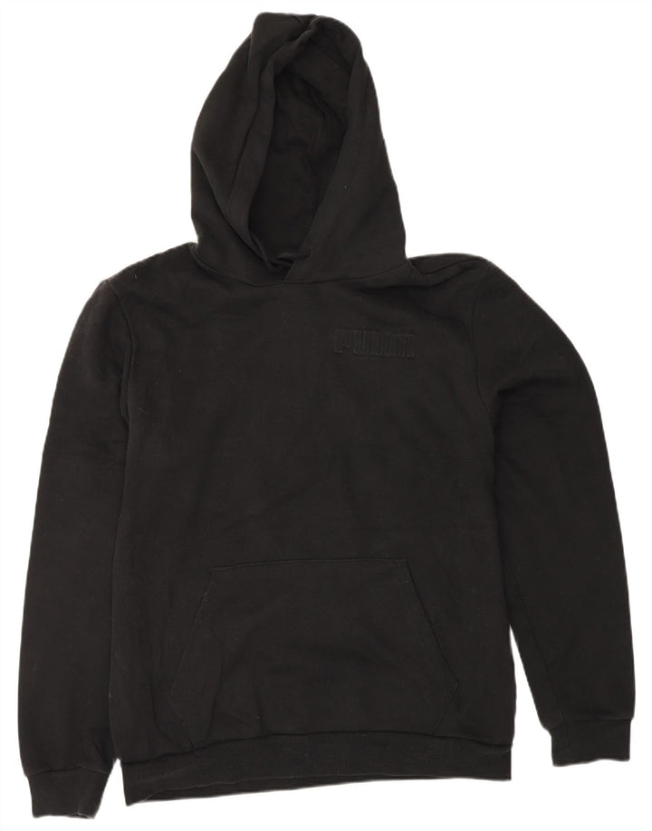 PUMA Mens Graphic Hoodie Jumper Medium Black Cotton Vintage Puma and Second-Hand Puma from Messina Hembry 
