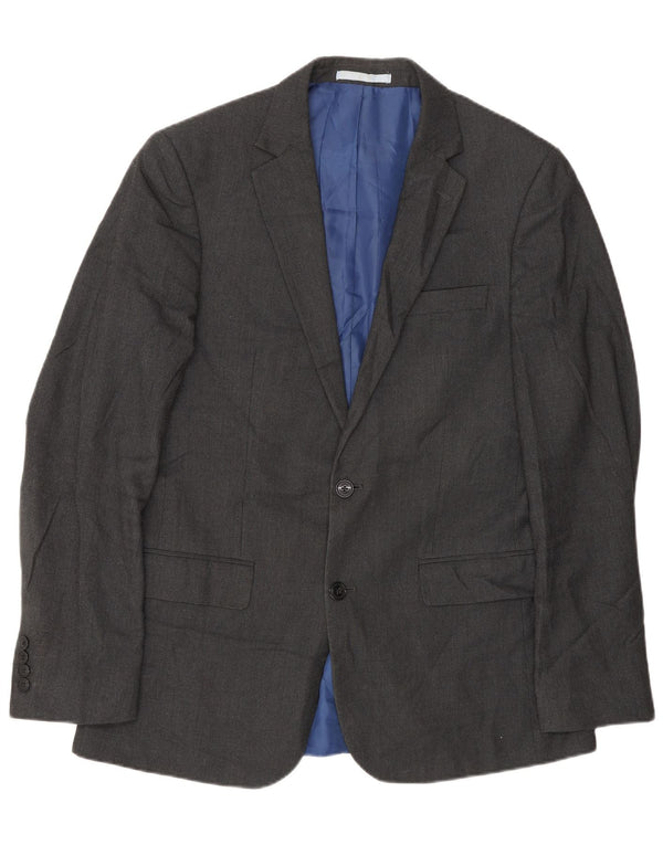 Marks & Spencer Mens Long 2 Button Slim Blazer Jacket UK 40 Medium Grey