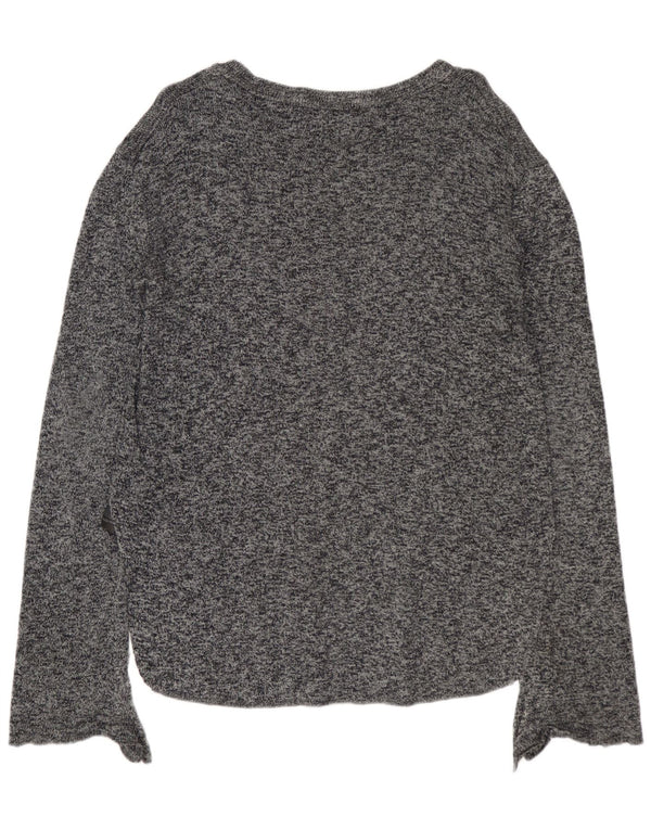 ZARA Dame Boat Neck Jumper Sweater UK 16 Large Grey Flecked Bomuld