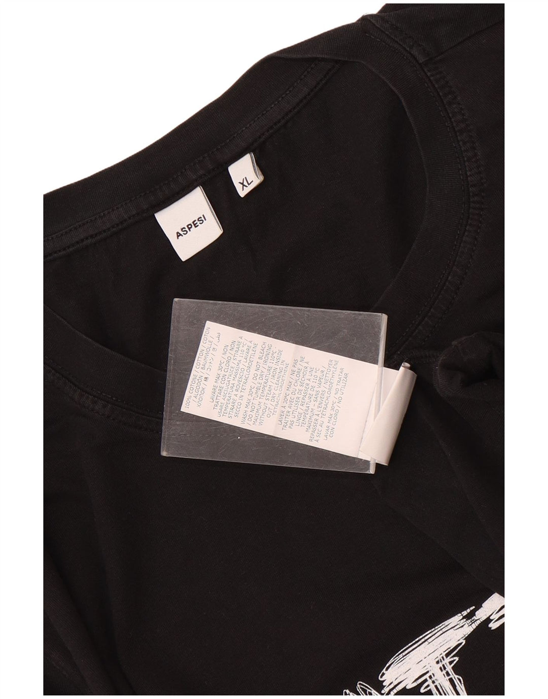Aspesi Herre Grafisk T-Shirt Top XL Sort Bomuld