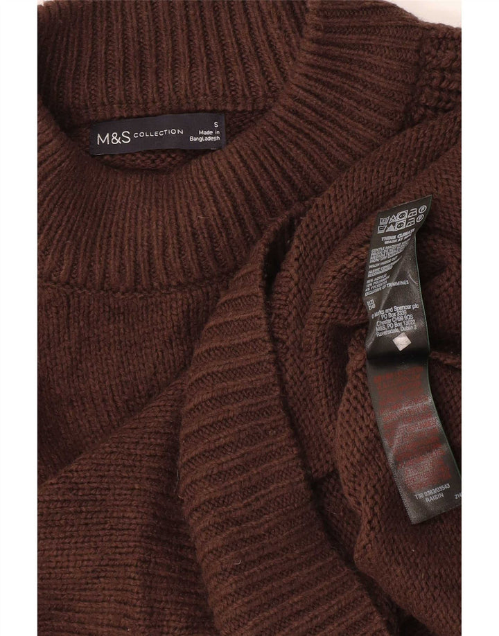 Marks & Spencer Dame Turtle Neck Jumper Sweater UK 10 Small Brown Acryl
