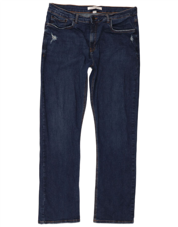 Calvin Klein Herre Distressed Straight Jeans IT 48 Medium W38 L33 Navy Blue