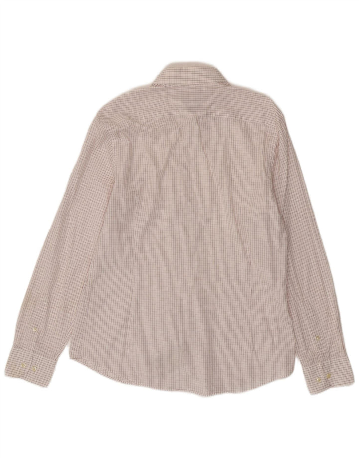 Massimo Dutti Herreskjorte EU 42 Stor hvid ternet bomuld