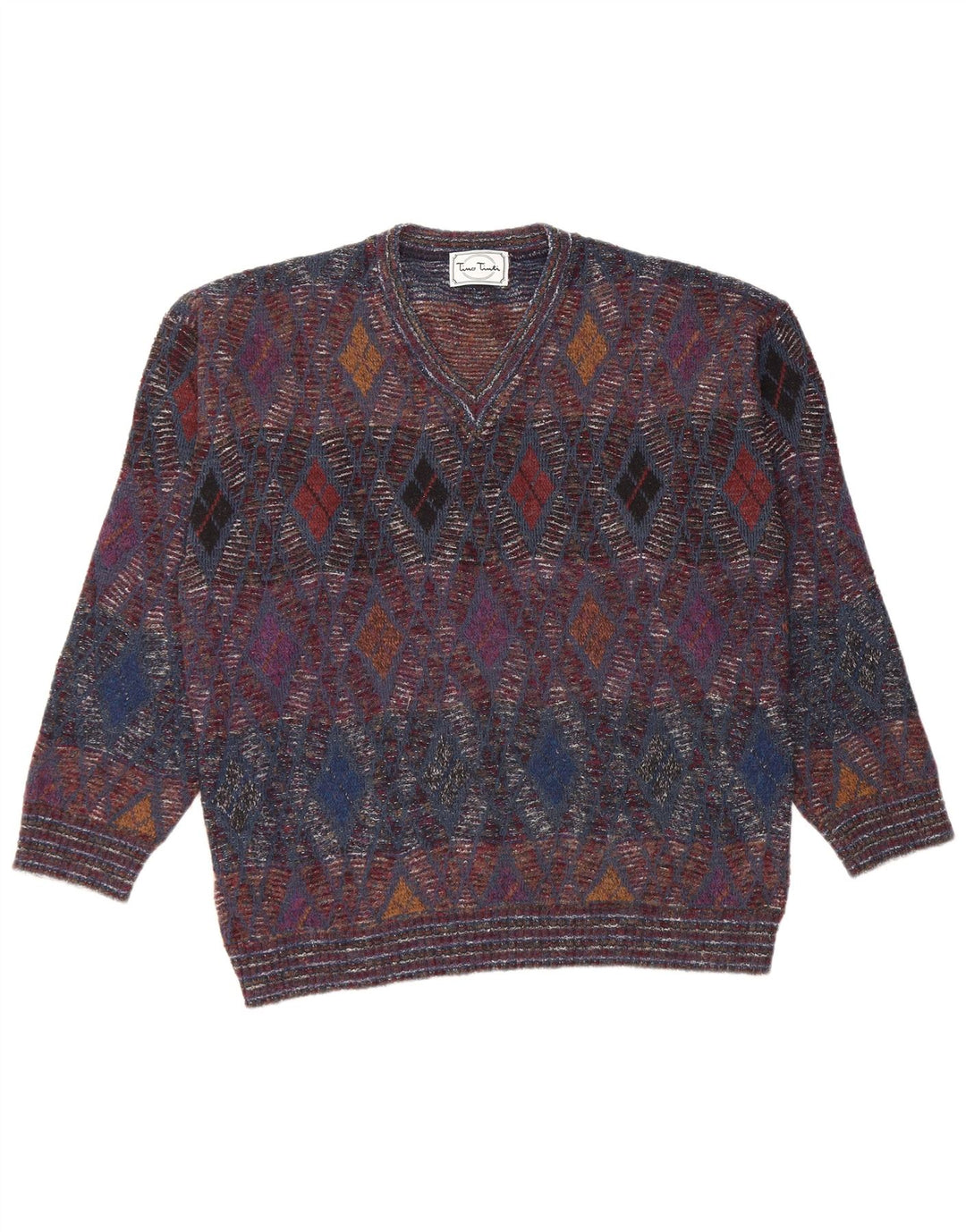 Tino Tinti Herre V-hals sweater IT 52 Stor Flerfarvet