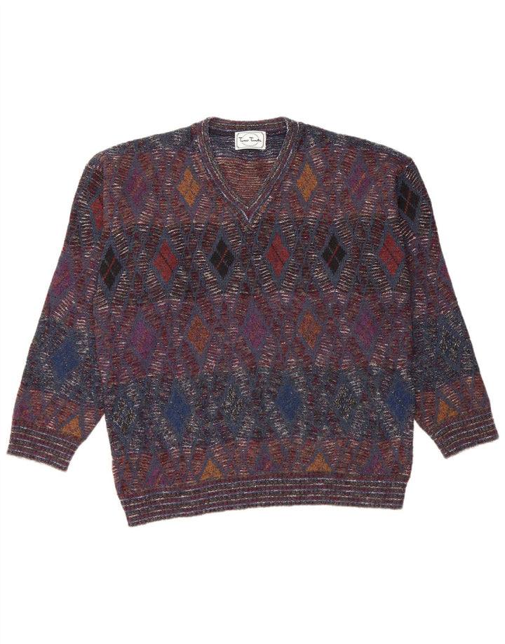 Tino Tinti Herre V-hals sweater IT 52 Stor Flerfarvet