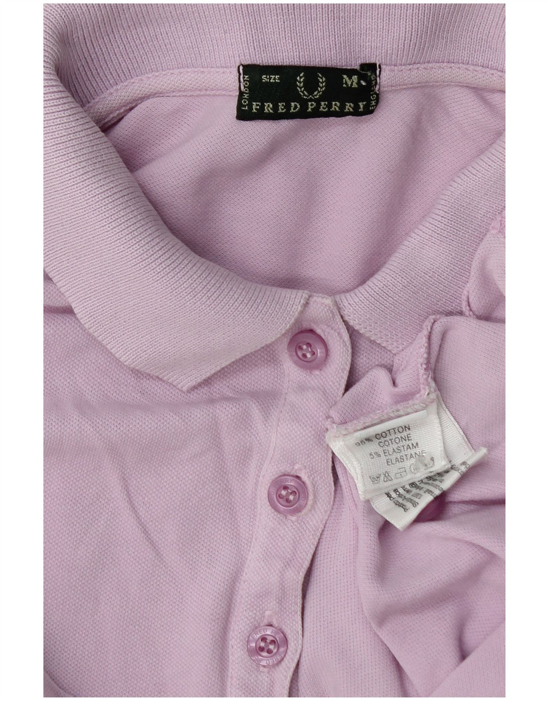 Fred Perry Dame Polo Shirt UK 12 Medium Lilla Bomuld