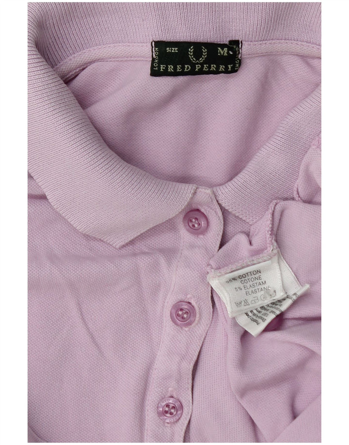 Fred Perry Dame Polo Shirt UK 12 Medium Lilla Bomuld