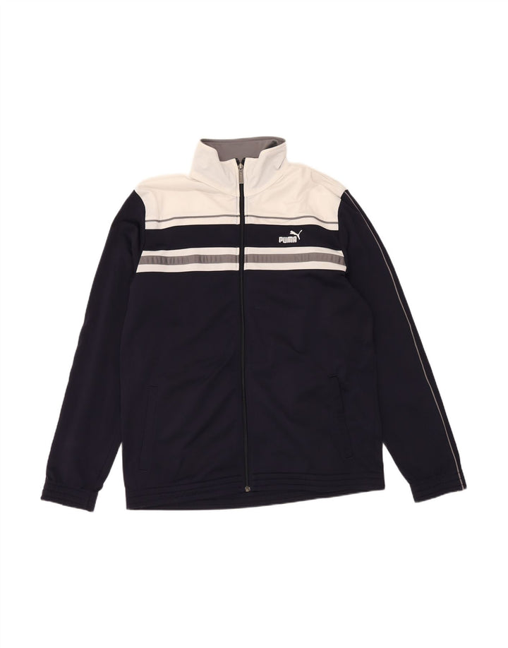 PUMA Mens Tracksuit Top Jacket Large Navy Blue Colourblock Polyester