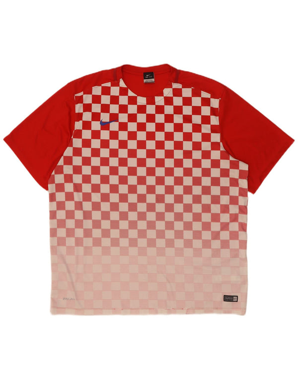 Nike herre Dri Fit T-shirt top 2XL rød geometrisk polyester