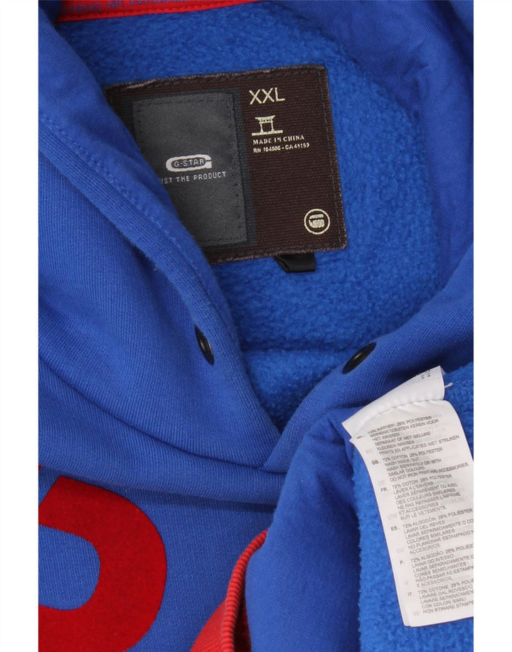 G-STAR Grafisk hættetrøje til mænd 2XL Blå Colourblock Bomuld