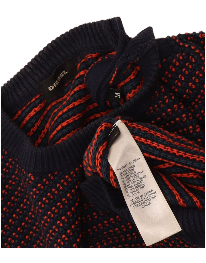 Diesel Herre Crew Neck Jumper Sweater Medium Navyblå Stribet bomuld