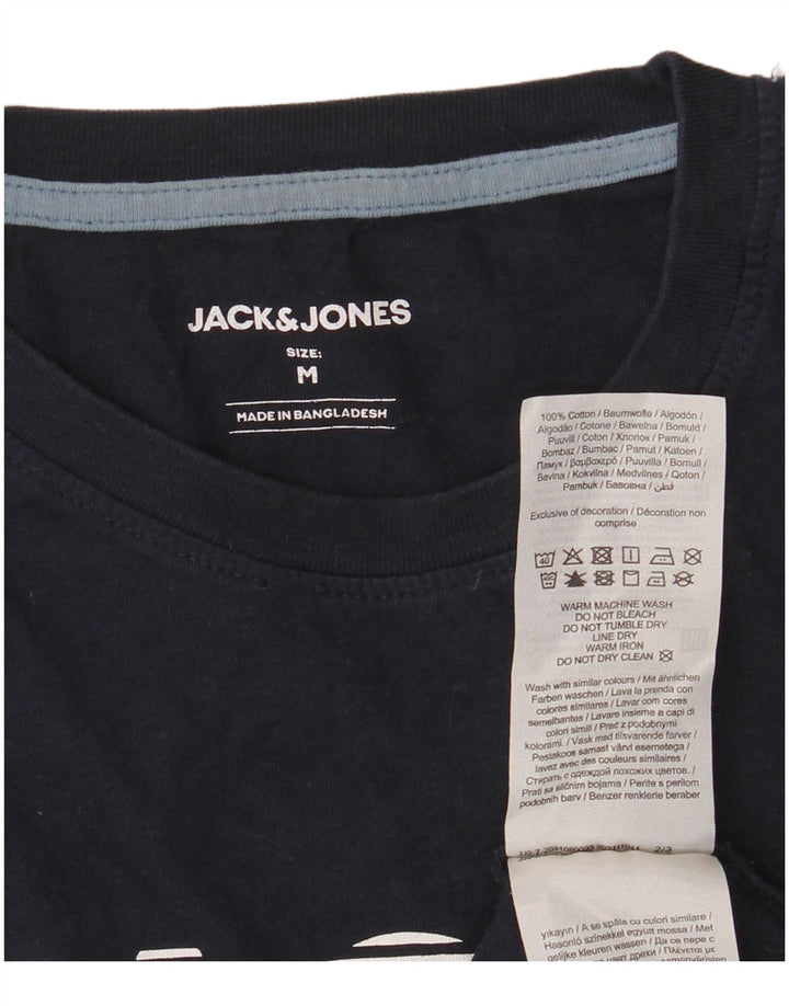 Jack & Jones Herre grafisk T-shirt Top Medium Marineblå Bomuld