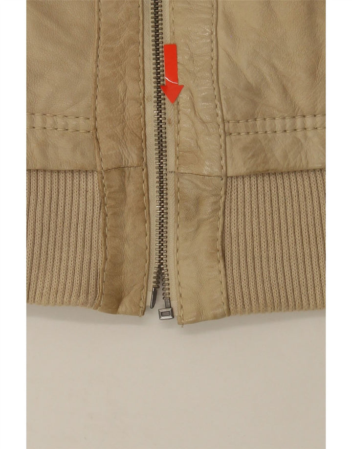 BERSHKA Womens Leather Jacket UK 14 Large Beige Sheepskin Vintage Bershka and Second-Hand Bershka from Messina Hembry 