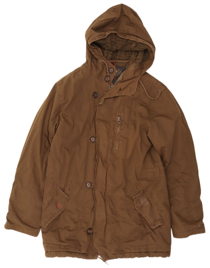 Tommy Hilfiger Herre Hooded Parka Jacket UK 38 Medium Brown Bomuld