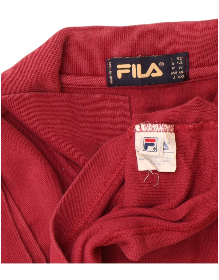 Fila Herre Polo Shirt IT 52 Stor Rød Bomuld