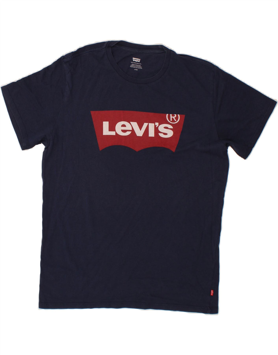 LEVI'S Mens Graphic T-Shirt Top Large Navy Blue Cotton Vintage Levi's and Second-Hand Levi's from Messina Hembry 