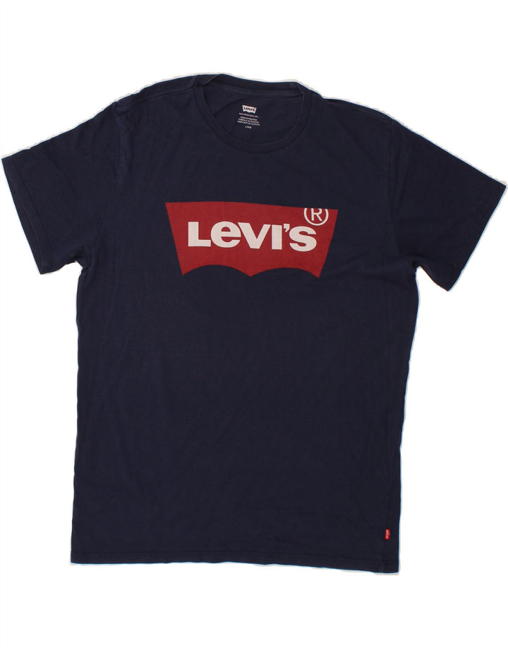 LEVI'S Mens Graphic T-Shirt Top Large Navy Blue Cotton Vintage Levi's and Second-Hand Levi's from Messina Hembry 