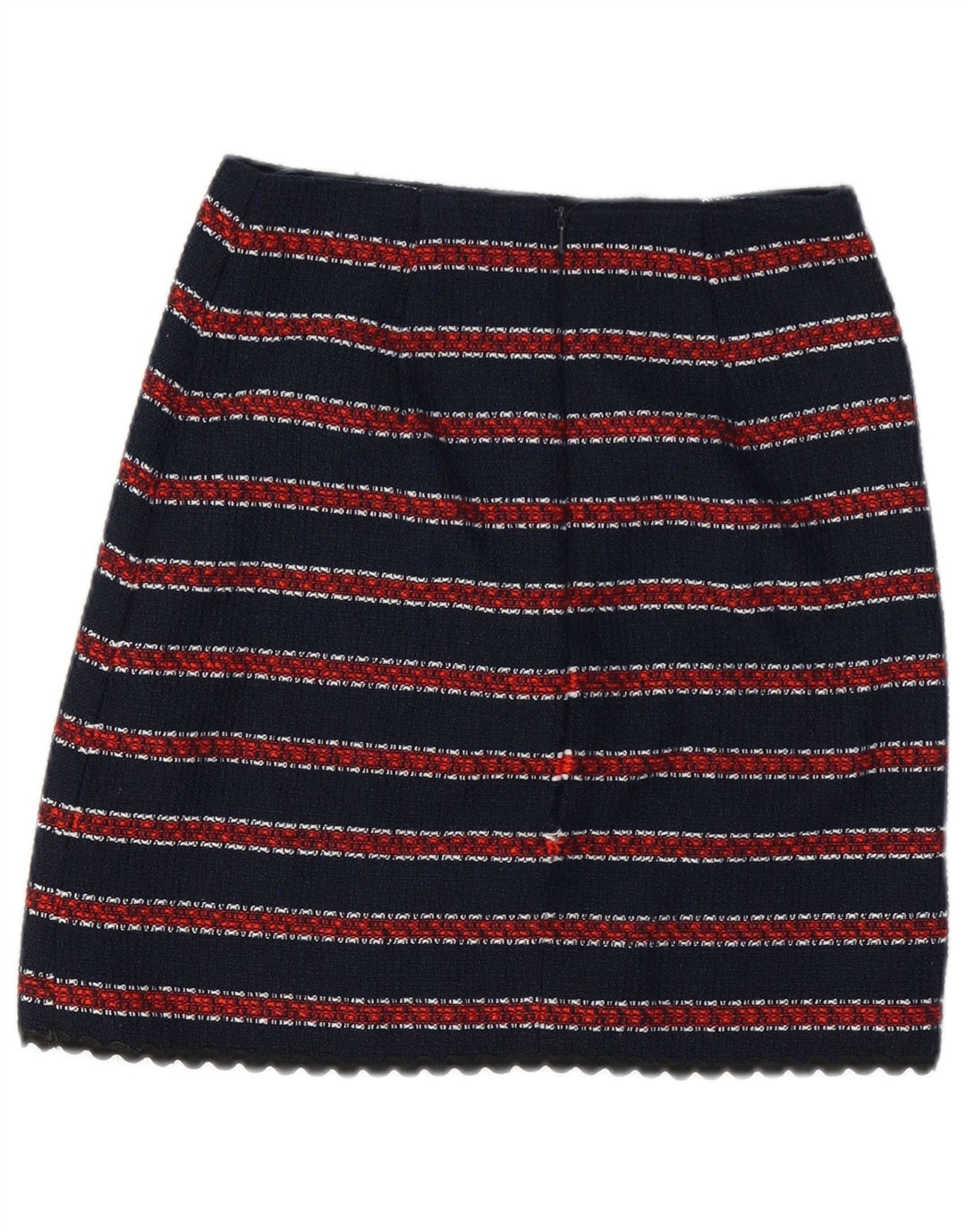 WAREHOUSE Mininederdel til kvinder UK 8 Small W26 Marineblå stribet polyester