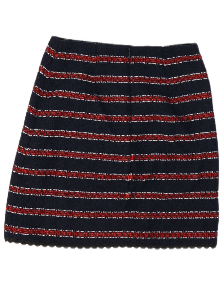 WAREHOUSE Mininederdel til kvinder UK 8 Small W26 Marineblå stribet polyester