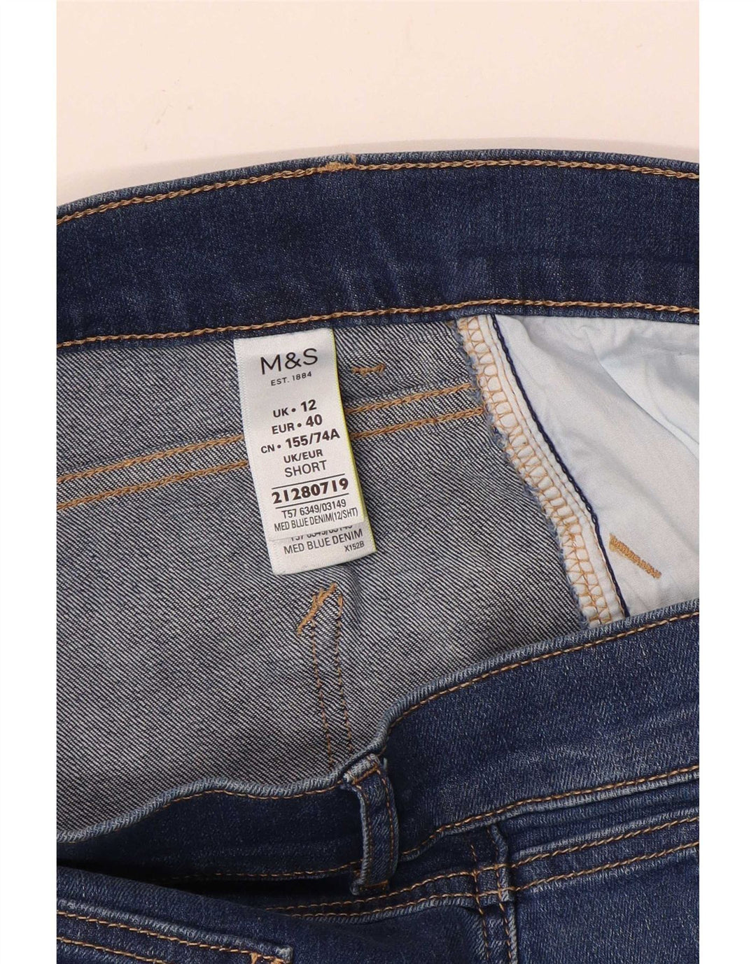 Marks & Spencer Dame Slim Bootcut Jeans UK 12 Medium W30 L28 Blå Bomuld