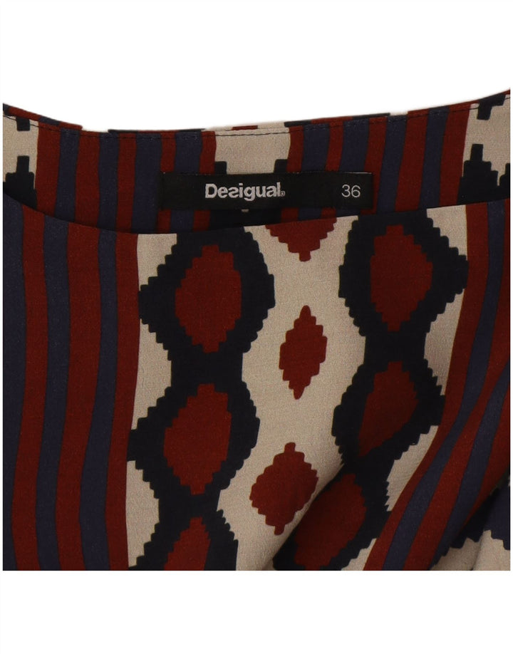 Desigual Dame Langærmet Skede Kjole EU 36 Small Navy Blue Geometric