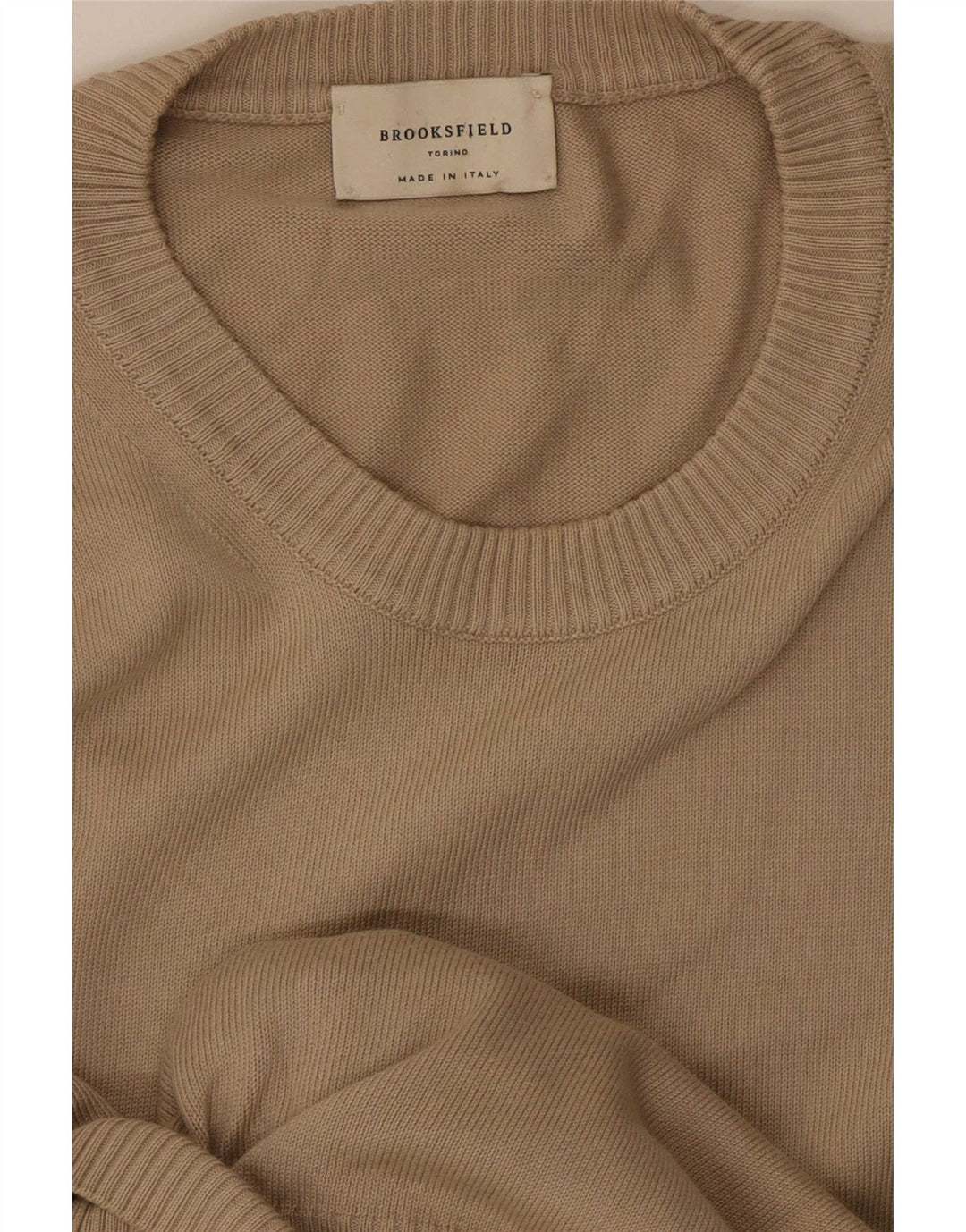 Brooksfield Herre sweater med rund hals, medium beige