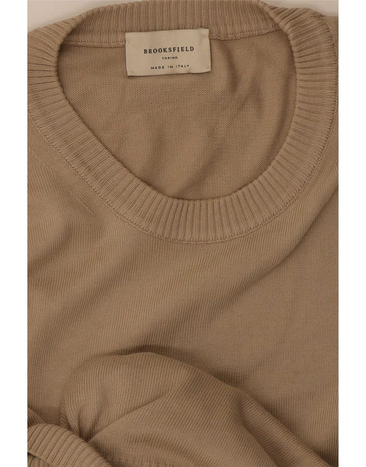 Brooksfield Herre sweater med rund hals, medium beige