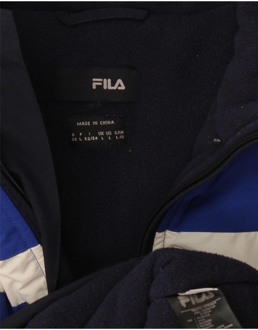 Fila Herre Windbreaker Jacket UK 40 Large Navy Blue Colourblock Polyamid