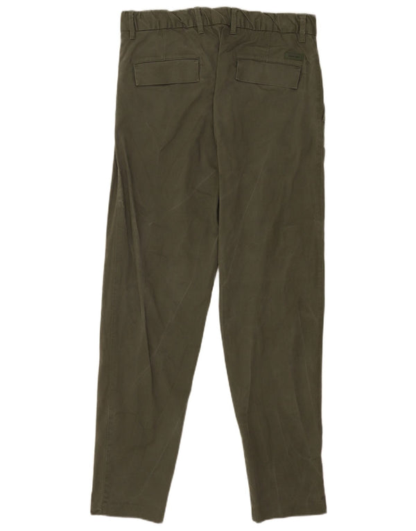 Calvin Klein Herre tilspidsede Chinobukser Små W29 L30 Khaki Bomuld