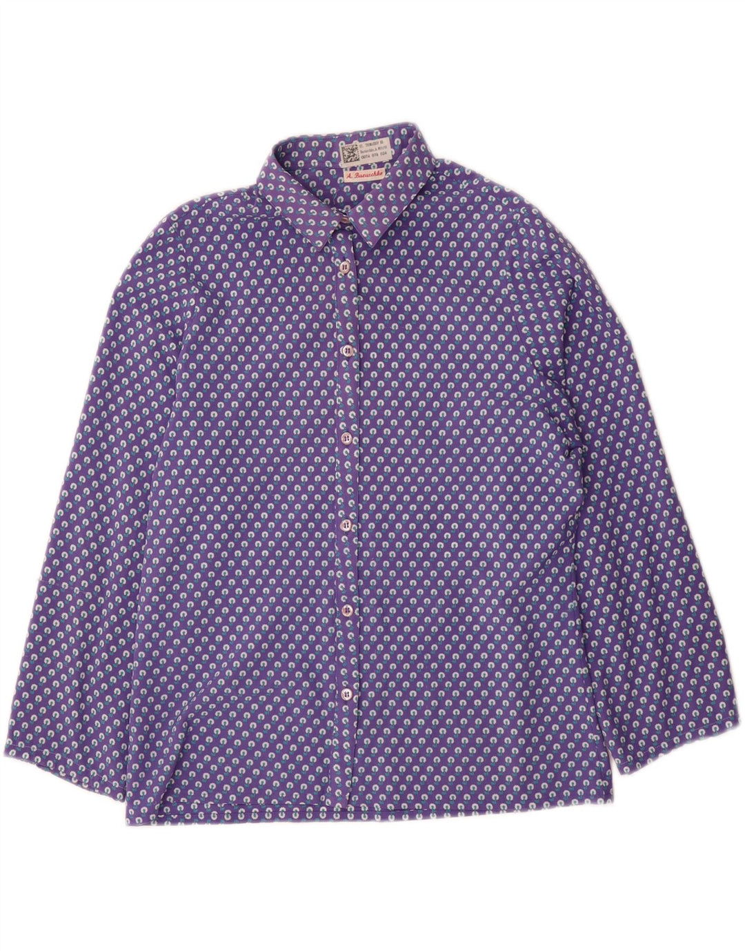 VINTAGE Womens Shirt Blouse UK 12 Medium Purple Floral