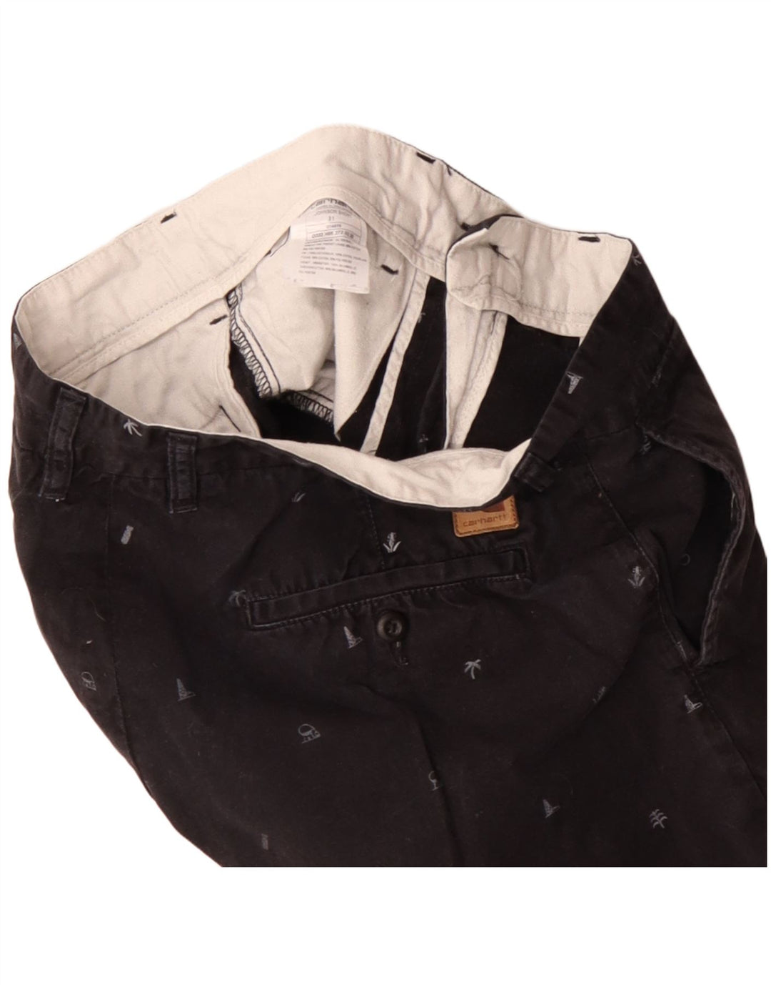 Carhartt Herre Abstrakt mønster Chino Shorts W31 Medium Sort Bomuld