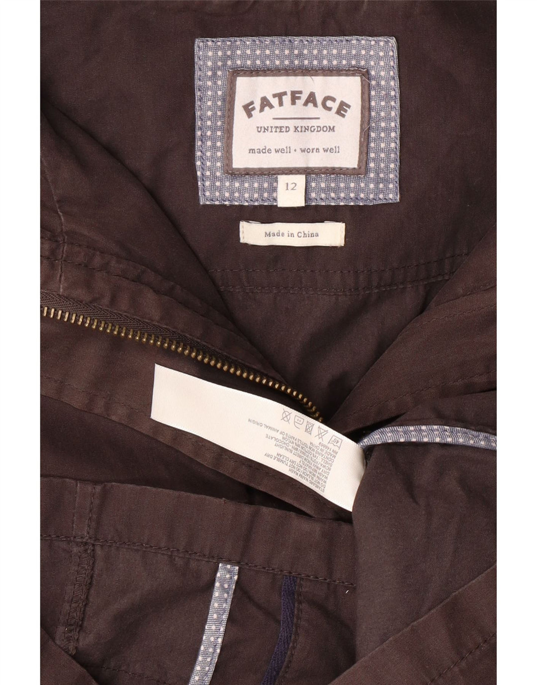 FAT FACE Womens Duffle Jacket UK 12 Medium  Brown Cotton