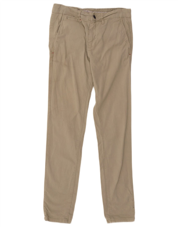Zara Herre Slim Chino Bukser EU 38 Small W31 L31 Beige Bomuld