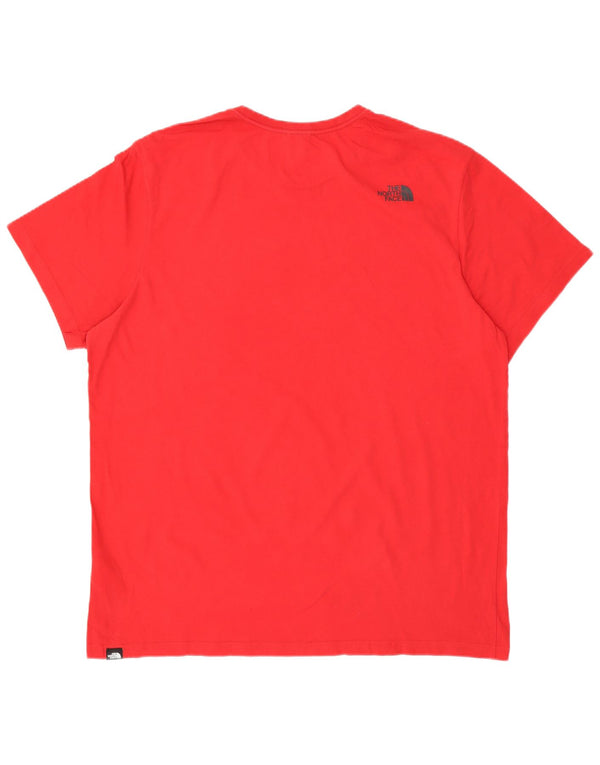 THE NORTH FACE Herre Grafisk T-Shirt Top 2XL Rød Bomuld