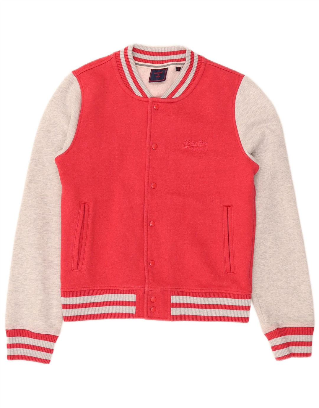 Superdry Womens Varsity Jacket UK 10 Small Red Colourblock Bomuld