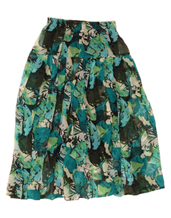 VINTAGE Womens A-Line Skirt Medium W34 Green Floral Polyester Vintage Vintage and Second-Hand Vintage from Messina Hembry 