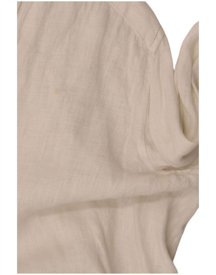 Zara skjortebluse med 3/4 ærmer til kvinder UK 14 Medium hvid hør
