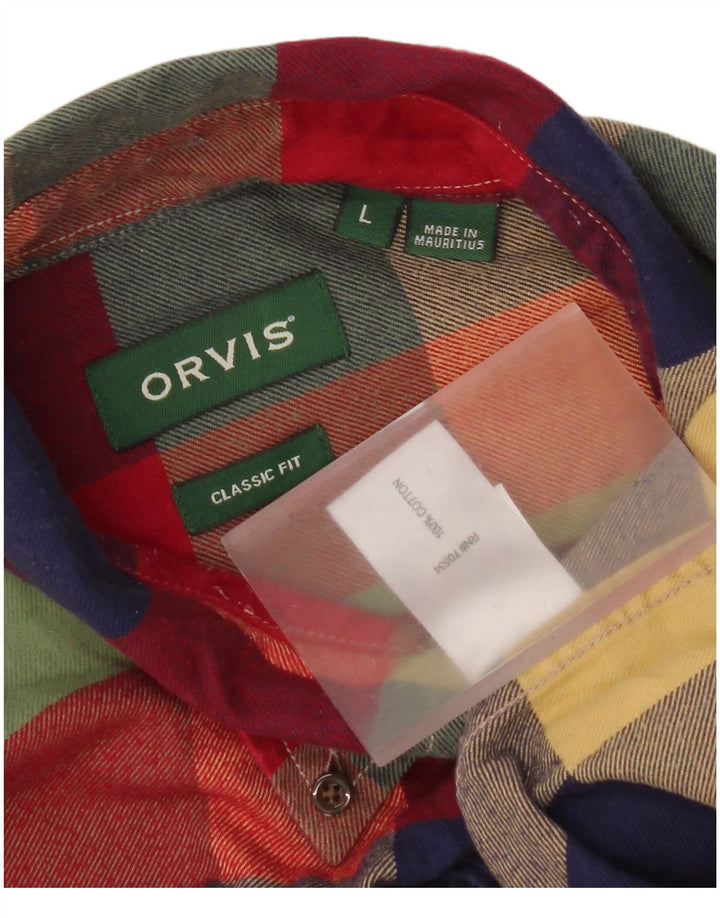 Orvis Herre Classic Fit Flanelskjorte Stor flerfarvet ternet bomuld