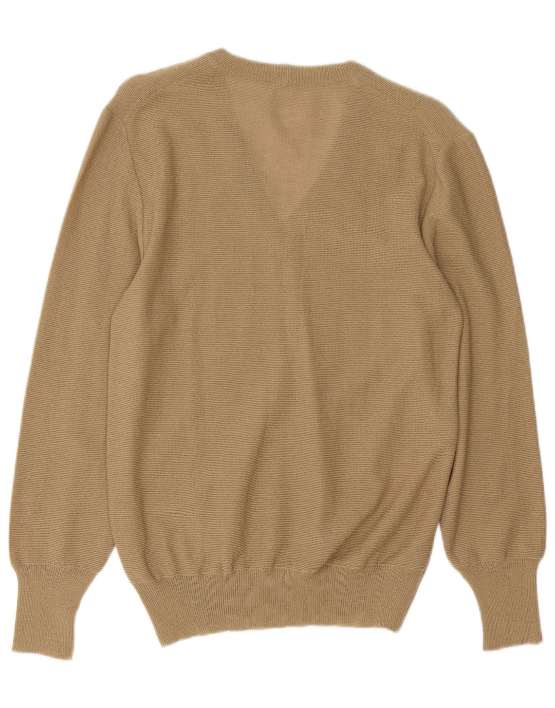 VINTAGE Dame V-hals sweater UK 12 Medium Beige