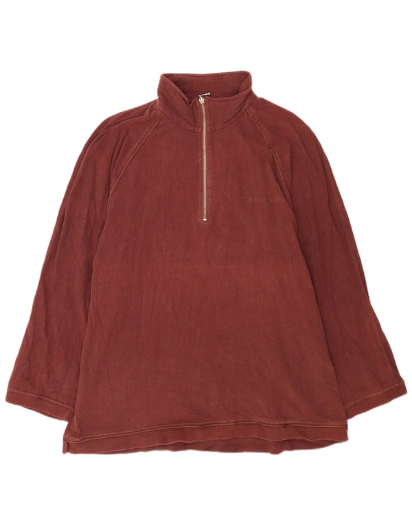 Sergio Tacchini Herre 1/4 Zip Top Langærmet 2XL Bourgogne bomuld
