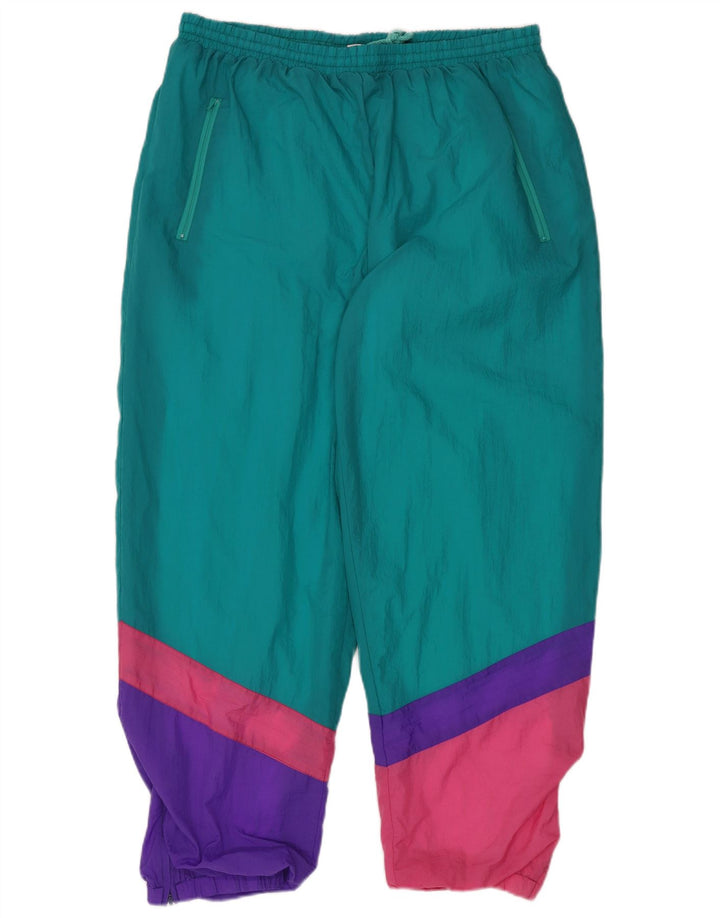 Vintage Herre Loose Fit Fuld træningsdragt Large Blue Colourblock Polyamid