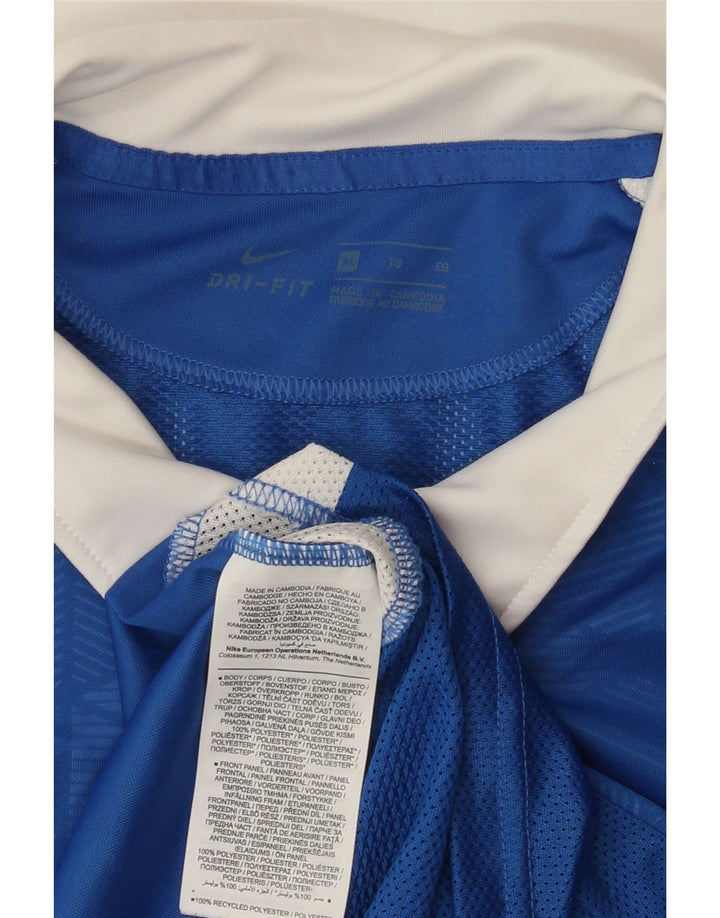 NIKE Poloshirt til mænd XL Blå Colourblock Polyester