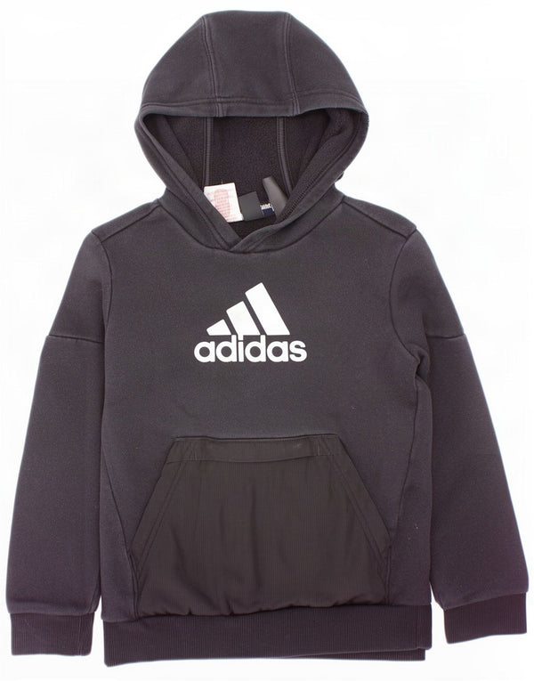 Adidas drenge grafisk hættetrøje 7-8 år sort bomuld