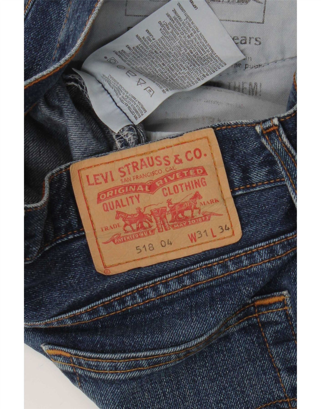 Levi's Herre 518 Distressed Bootcut Jeans W31 L30 Blue Cotton