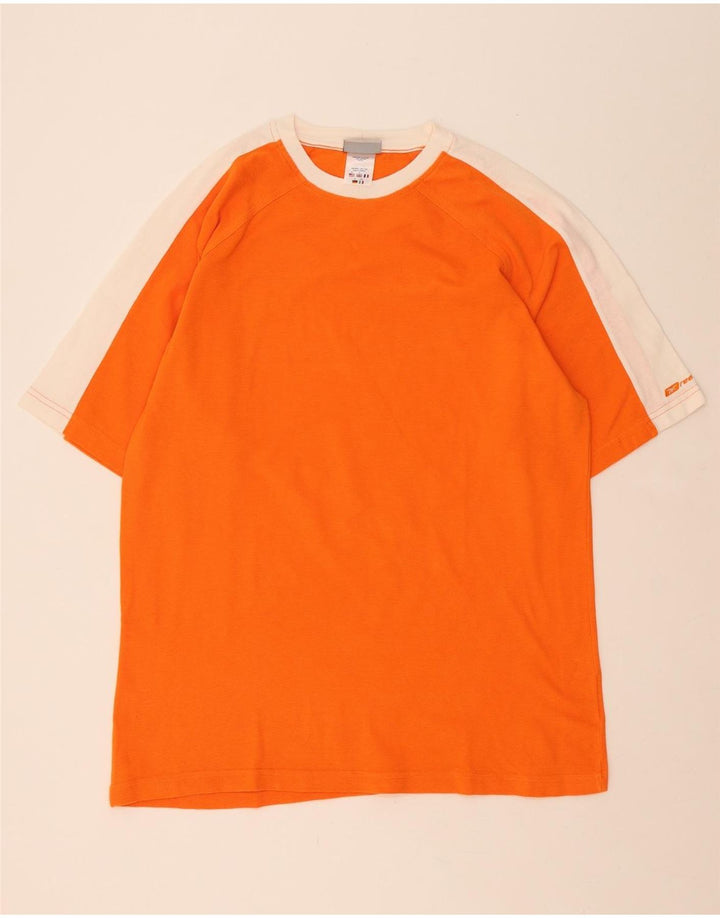 REEBOK Mens T-Shirt Top Medium Orange Colourblock Cotton Vintage Reebok and Second-Hand Reebok from Messina Hembry 
