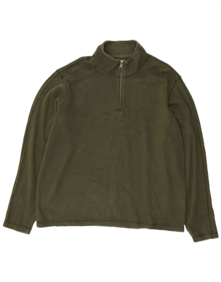 Eddie Bauer Herre Zip Neck Sweatshirt Jumper Stor Grøn Bomuld