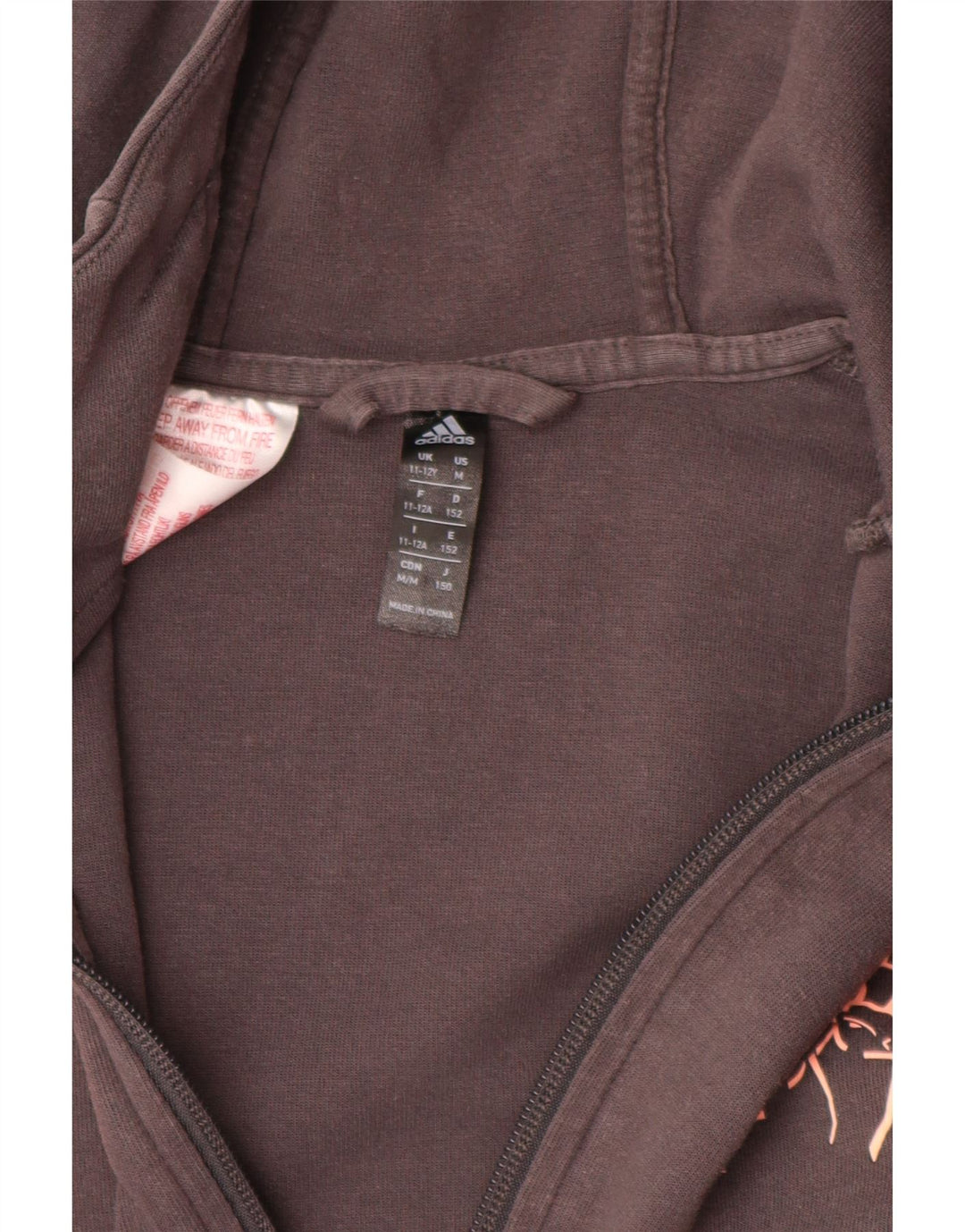 ADIDAS piger Munster Rugby hættetrøje med lynlås 11-12 år grå bomuld