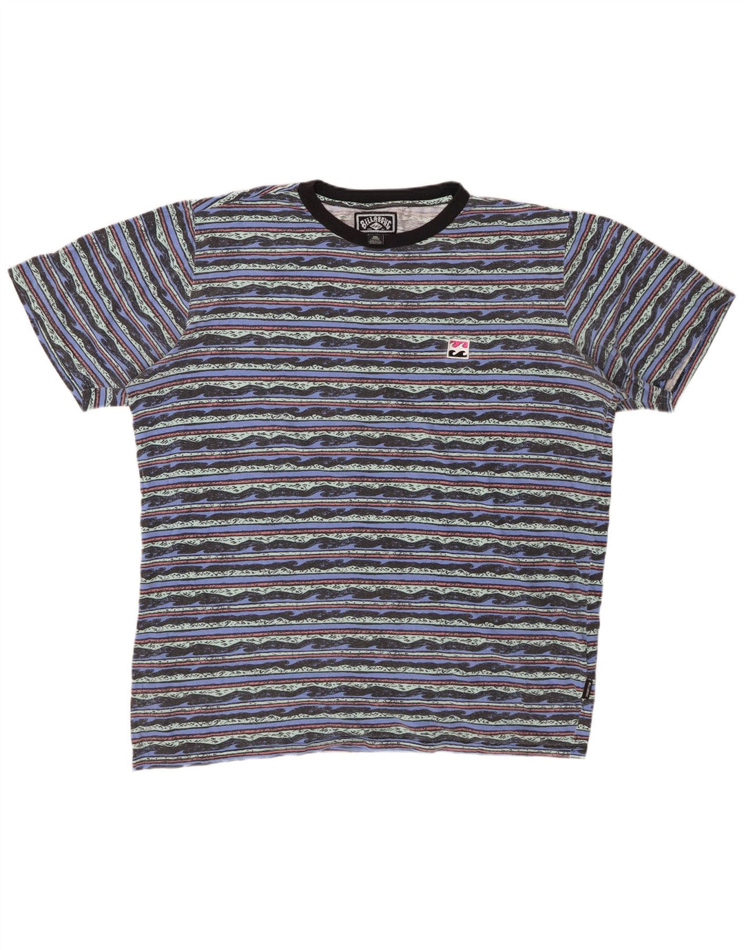 BILLABONG Herre Grafisk T-Shirt Top 2XL Blå Stribet Bomuld