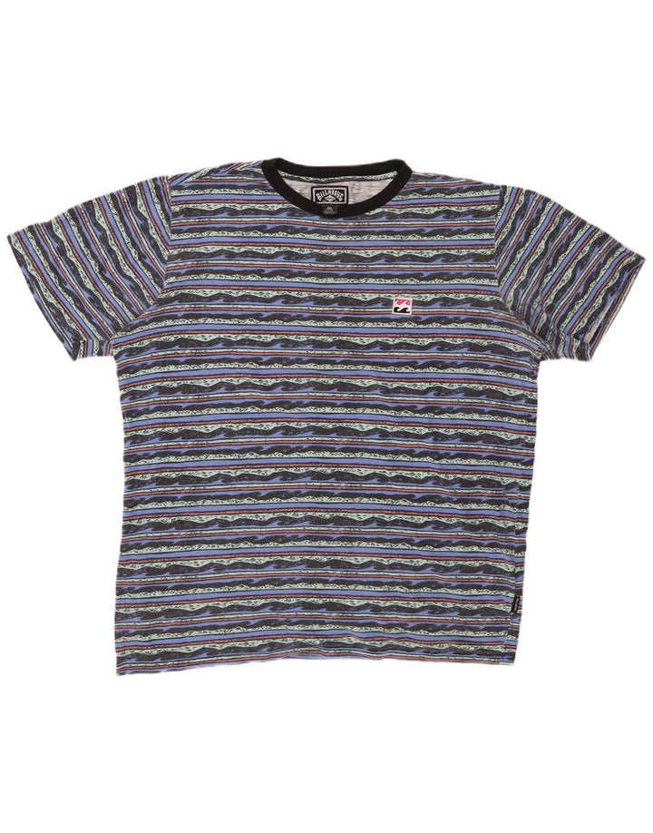 BILLABONG Herre Grafisk T-Shirt Top 2XL Blå Stribet Bomuld